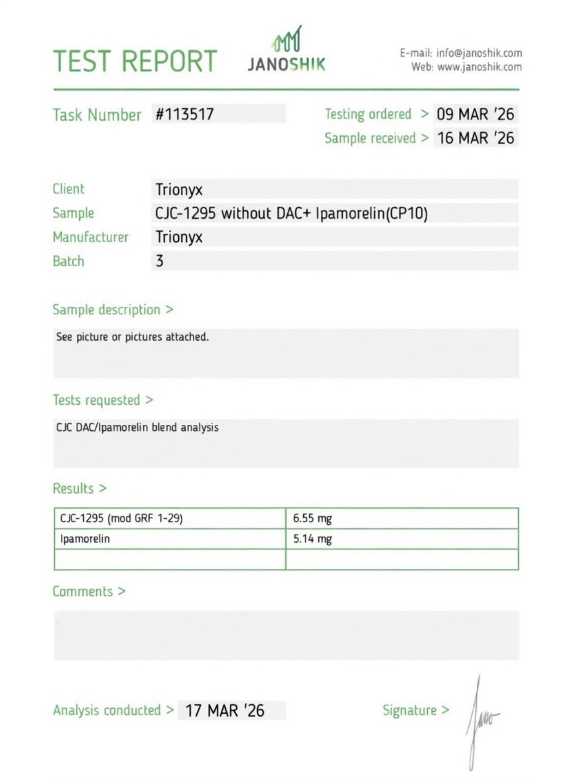 COA CJC No DAC Ipamorelin Blend